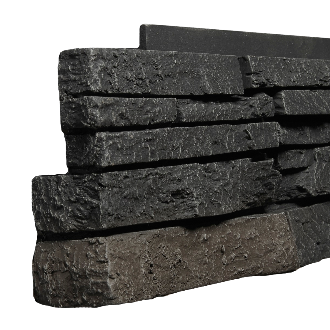 Corner Stone 「VERY」 STACKED STONE Corner Panel – Black Blend — Quality Stone